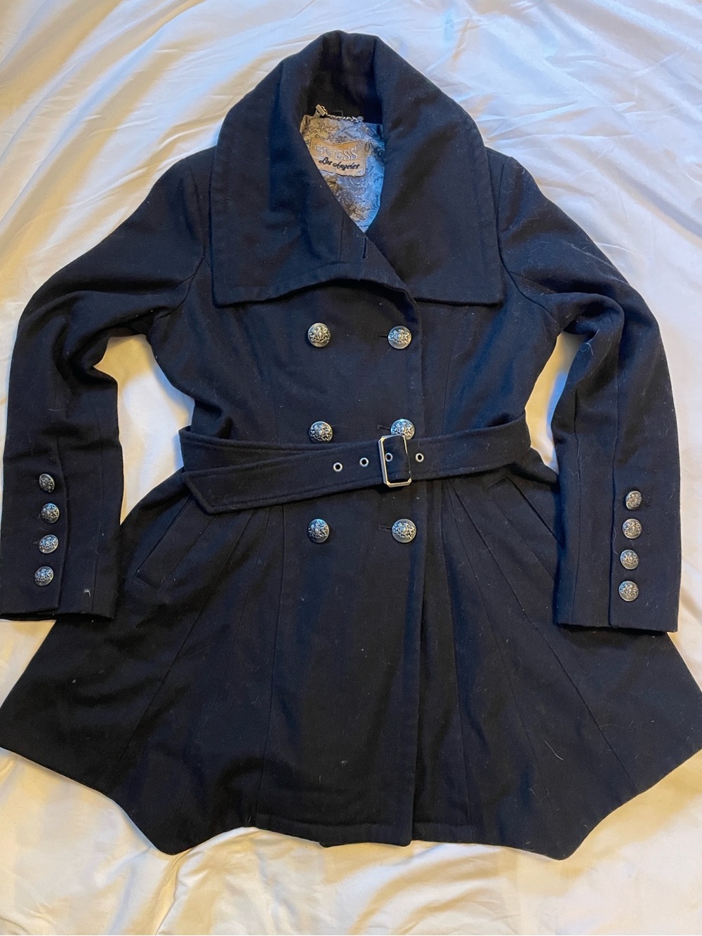 Guess Gray and Black Scripted Logo Lined Jacket